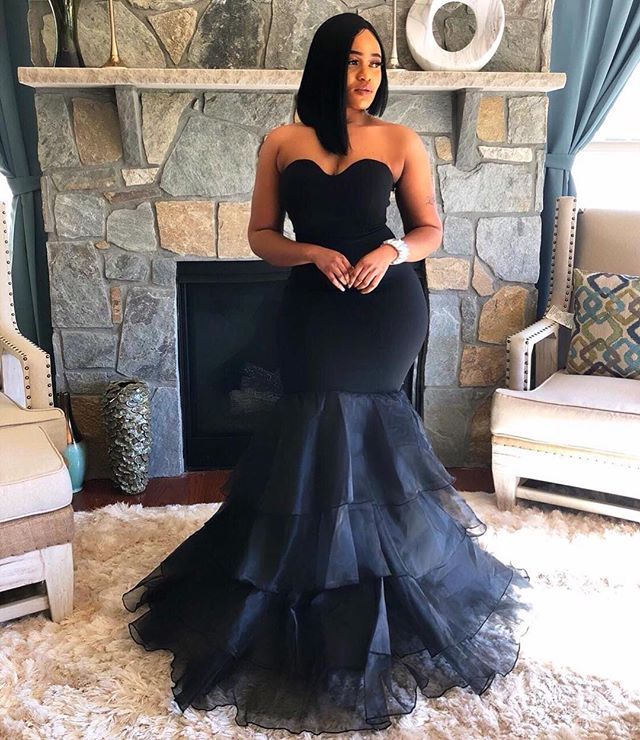 Black Mermaid Formal Evening Dresses 