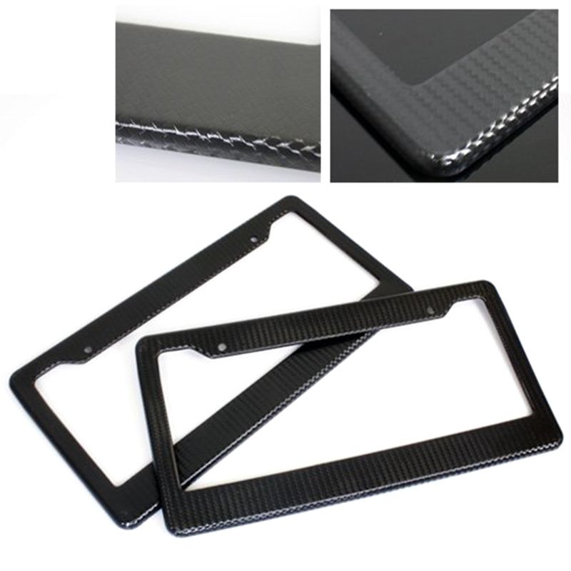 2018 2x Car Licence Plate Covers Slim Carbon Fiber Painted Twill License Plate Frame Design Shiny Surface For Us Canada Vehicles From