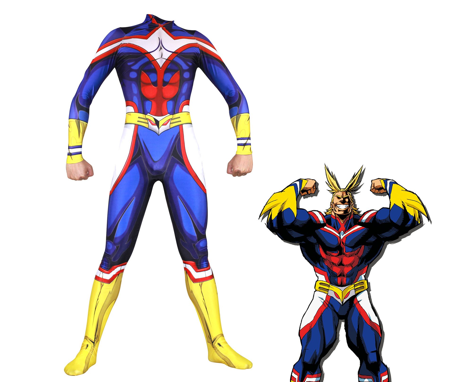 22 My Hero Academia All Might Cosplay Costume Zentai Lycra Spandex Blue Full Body Exquisite Bodysuit Jumpsuit Suits From Newlifehere17 37 62 Dhgate Com