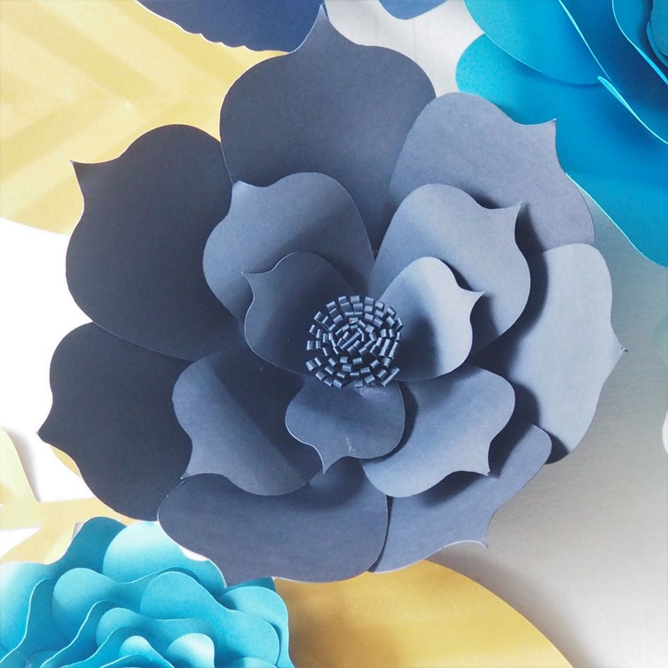 Diy azul gigante flores de papel telón de fondo de la flor artificial hecha  a mano