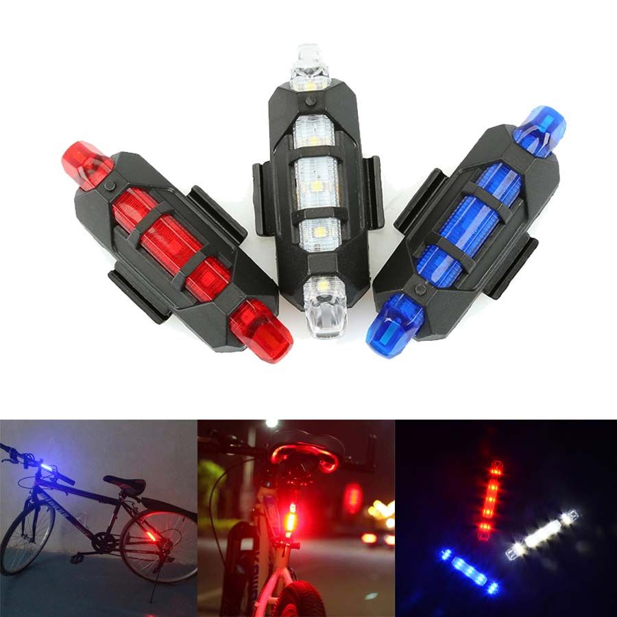 5 LED USB Rechargeable Bike Bicycle Cycling Tail Safety Warning Light IN US 