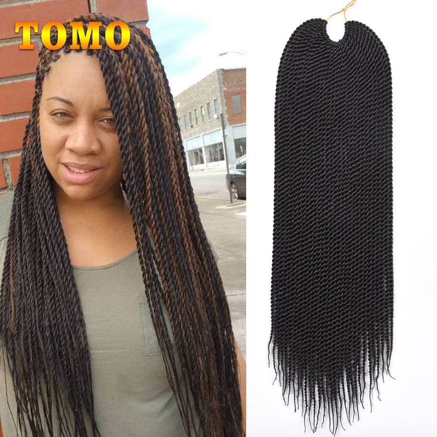 2020 Senegalese Twist Pure Mix Black Burgundy Crochet Braids Ombre