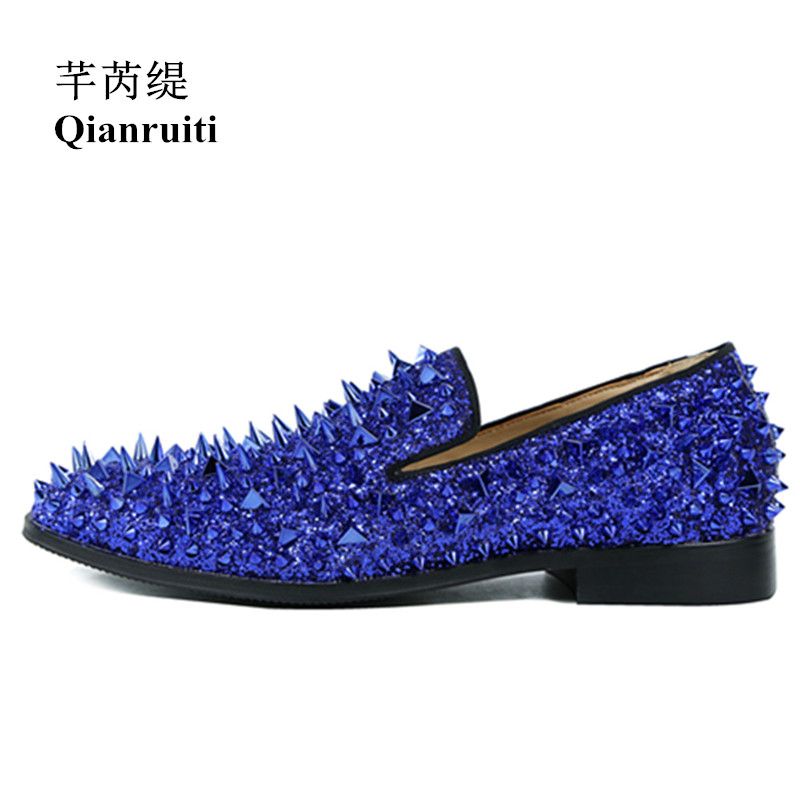 royal blue and silver loafers