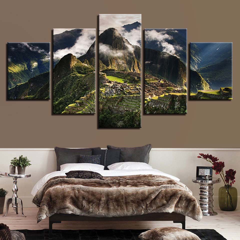 Machupicchu Natural Landscape 5 Pcs Canvas Wall Room Home Decorating Poster