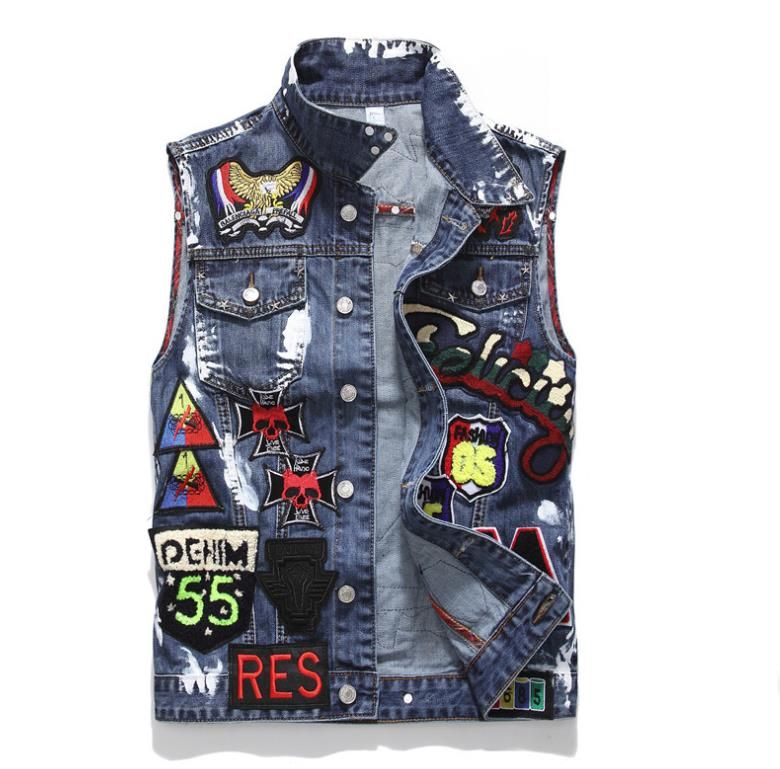 denim patch vest