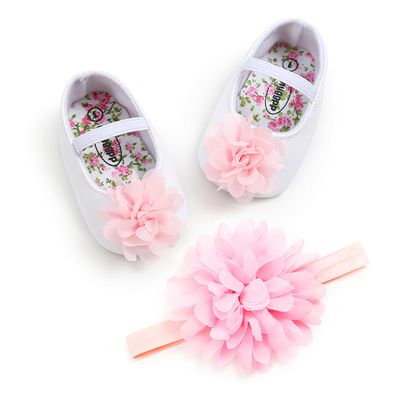 TMEOG B/éb/é Fille Chaussures avec Bandeau Cadeau Ensemble Bambin Fille Belle Printemps Fleur Semelle Souple Anti-d/érapant Baskets Princesse Chaussures