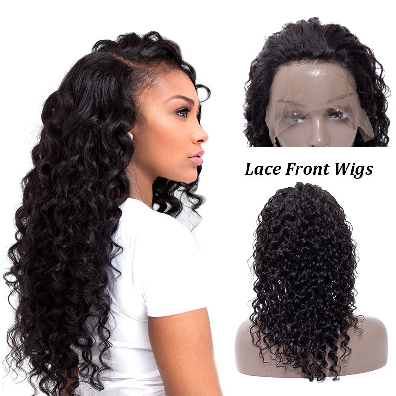 Factory Deep Wave Human Hair Lace Front Wigs Brazilian Human