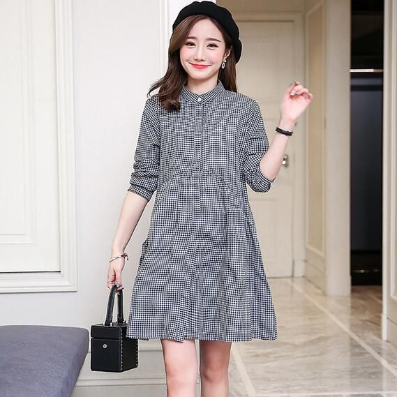 Compre Blusas De Algodón Negro A Cuadros Una Línea De Ropa Suelta Para Mujeres Embarazadas 2018 Spring Fashion Embarazo Camisas Vestido Superior DW776 A 22,48 € Del Paradise02 | DHgate.Com