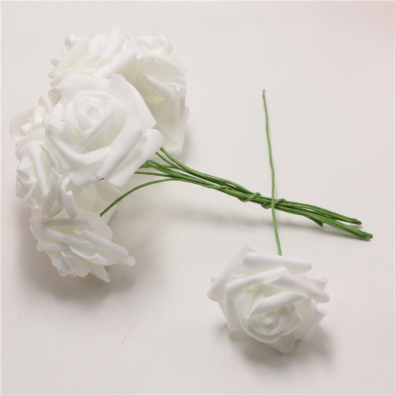 100 unidades / pacote Casar DIY Frisado Decoração de casamento flor branca  Artificial Bouquet Casa Espuma Rosa