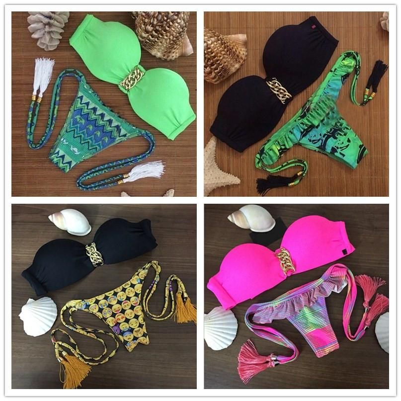 Nueva llegada POLOVI Mujeres traje de traje de baño Brasileño Push Sexy Bikini Set