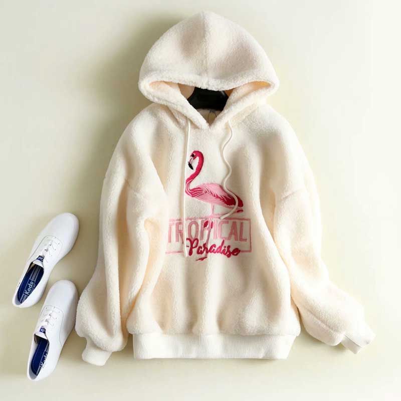 white fluffy sweatshirt