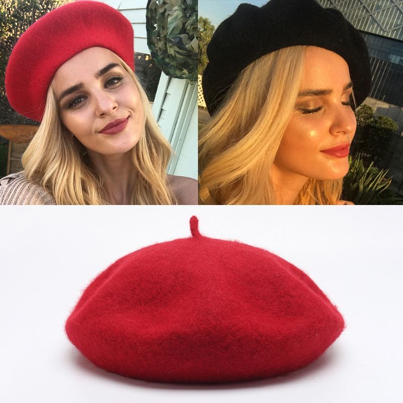Boinas de Invierno para Mujer Beanie Lady Painter Sombreros Bonnet Lady Girl Boinas Blancas