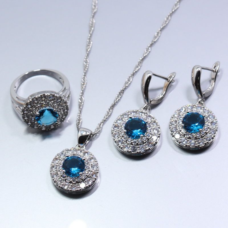 Plata esterlina 925 Cubic Zirconia Collar Colgante Y Aretes Pendientes Set ** ** Reino Unido