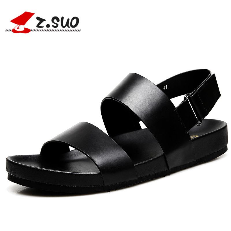 black leather flip flops