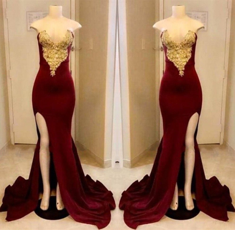 gold strapless prom dress