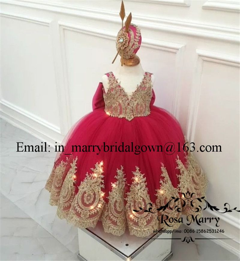 red flower girl dresses cheap