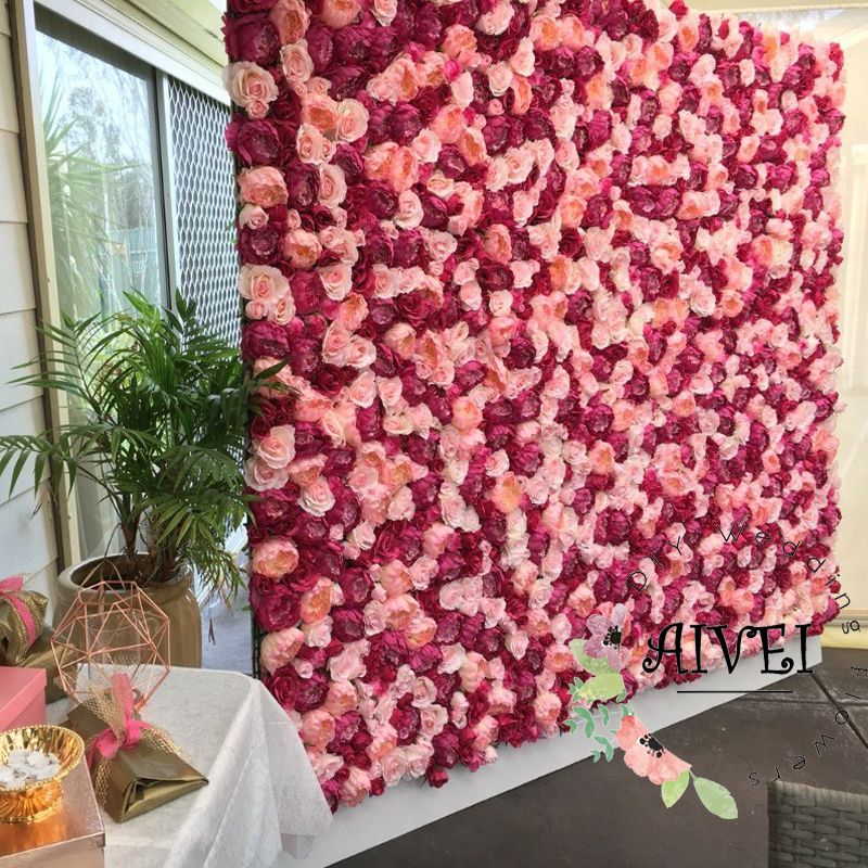 Wedding Backdrop flower wall decoration Artificial silk Rose with Peony  wedding stage background store or home decoration
