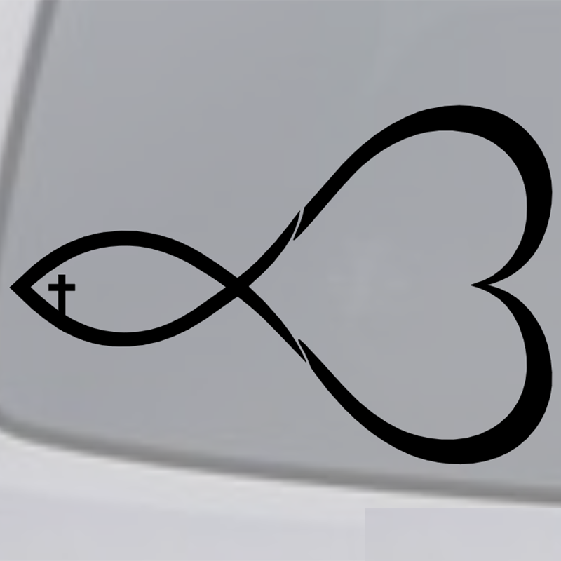 JESUS FISH Vinyl Decal Sticker Car Window Bumper God Religious Symbol Cross 4/"