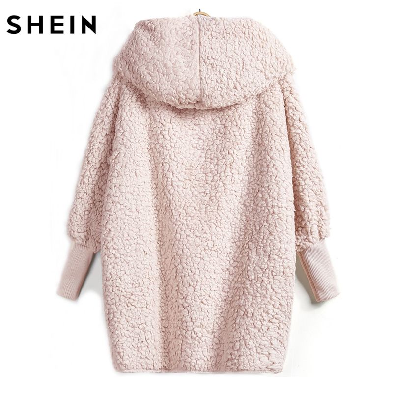 Compra SHEIN Abrigo De Piel Sintética Con Capucha Mujeres Abrigos De Piel  Elegante Otoño Invierno Rosa De Manga Larga Con Un Solo Botón Escudo Hasta  La Rodilla Barato | Entrega Rápida Y