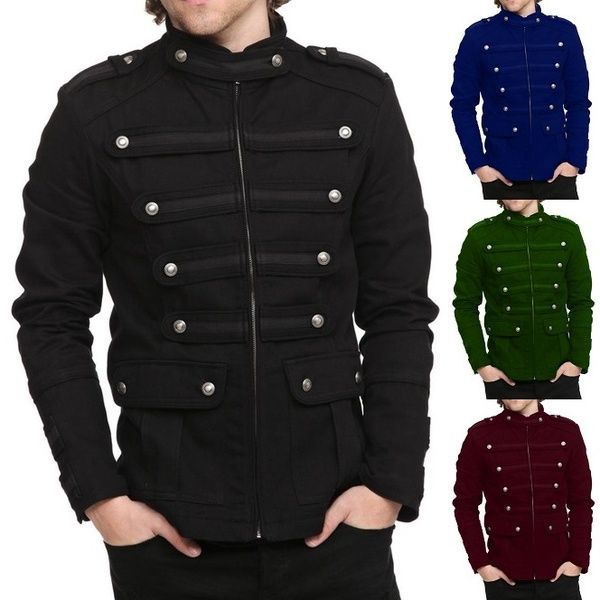 Mens Gothic Military Jacket Band Steampunk Handmade Vintage Style