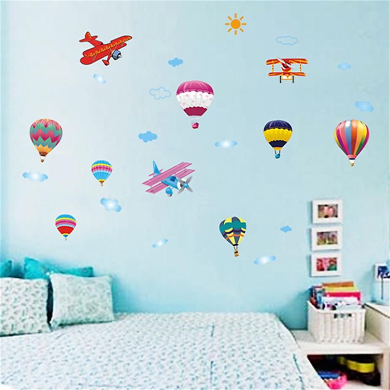 Acheter Montgolfiere Avion Stickers Muraux Autocollant Decoratif Enfants Bebe Pepiniere Chambre Diy Murale Home Decor Art Decal De 5 4 Du Chairdesk Fr Dhgate Com
