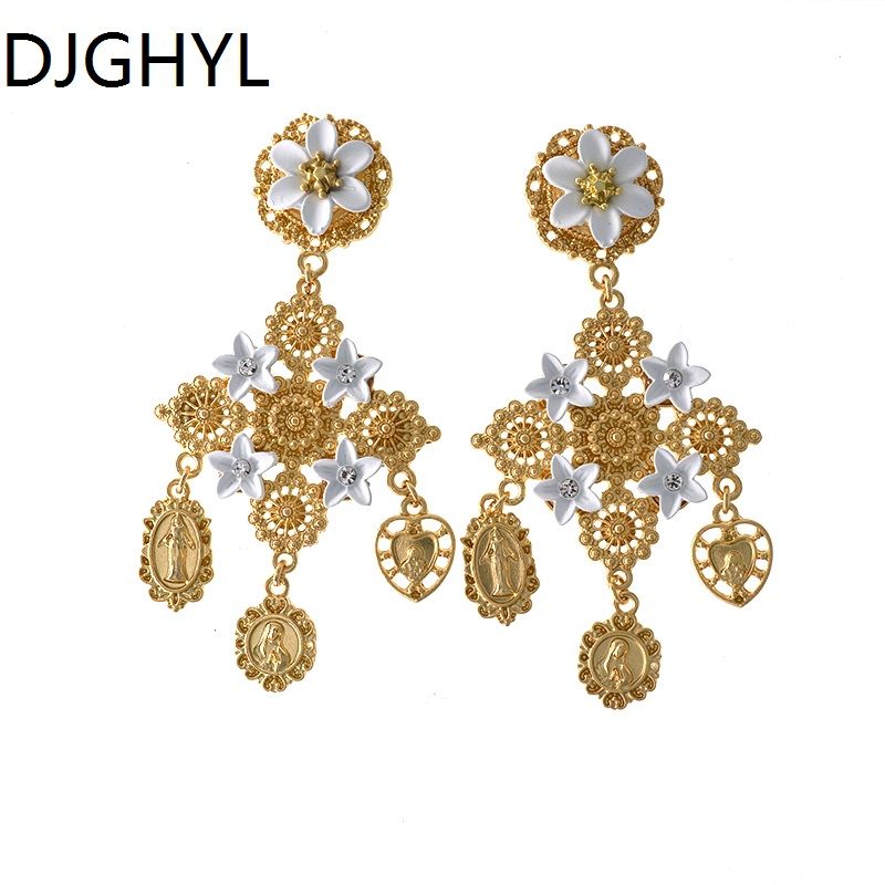 Damen Kronleuchter Ohrringe Kreuz Strass Barock Vintage Kunstperle Lang Damen Kronleuchter Ohrringe Kreuz Strass Barock Vintage Kunstperle Lang