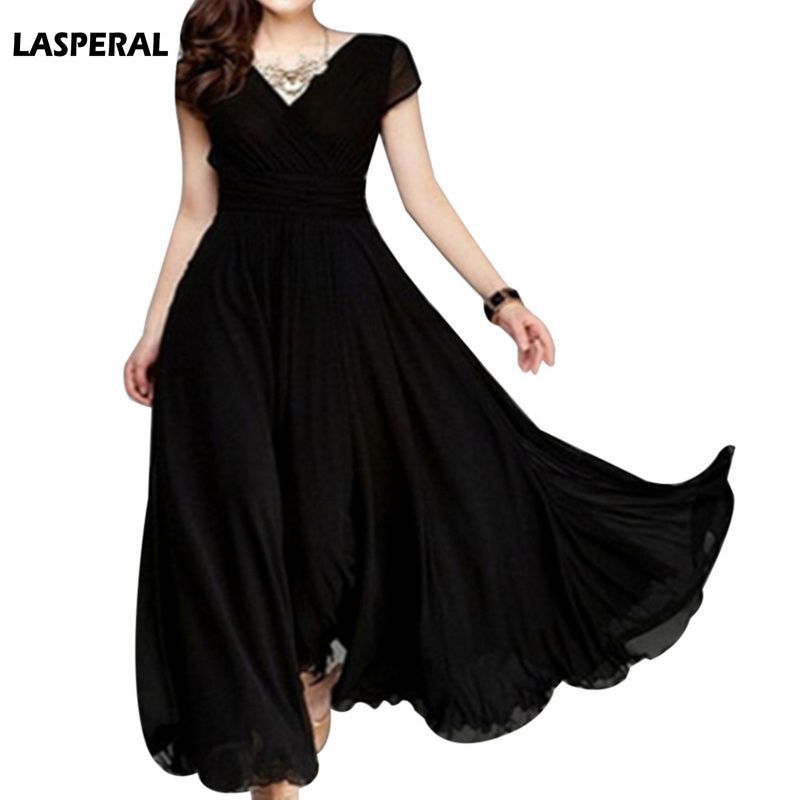 black short sleeve maxi dress