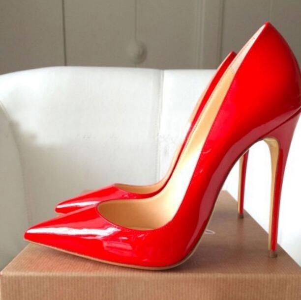 Women Pumps Red High Heels Shoes Rivet 