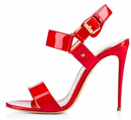 black shiny open toe heels