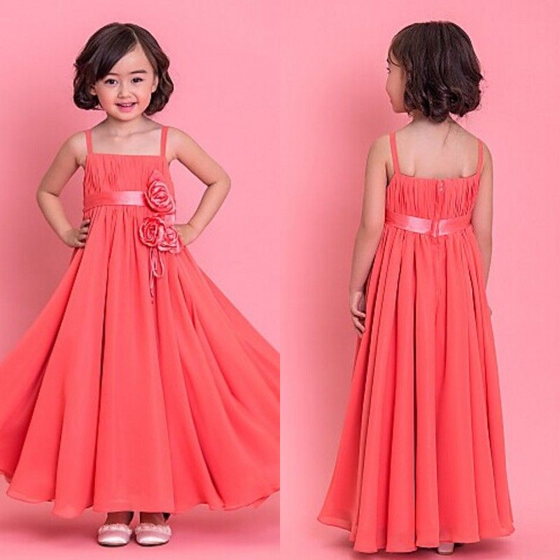 Details about  / Girls Party Dress Pink Purple Green Ivory Red Peach 2 3 4 5 6 7 8 Year