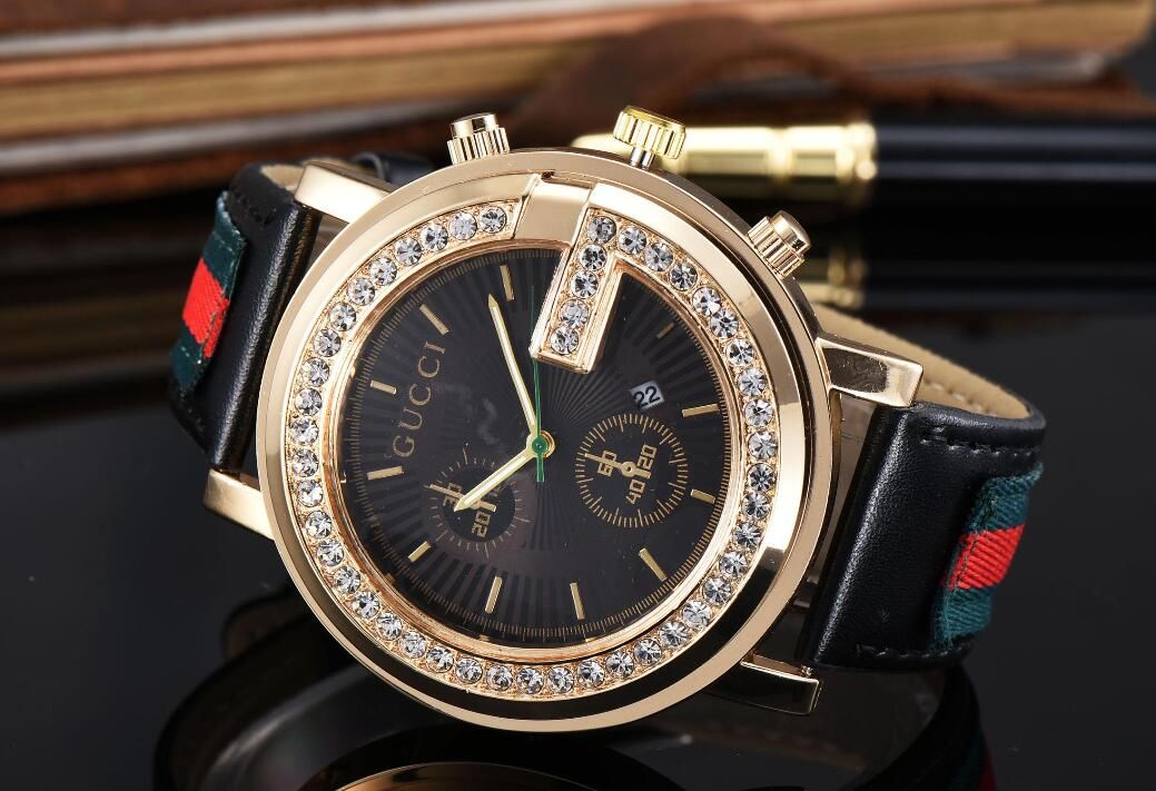 mens red leather watch