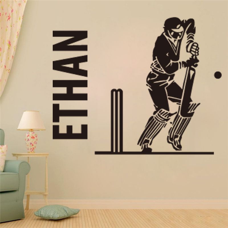 Cricket Batsman Vinyl Sport Wall Art Sticker Decal Home Decor Boy