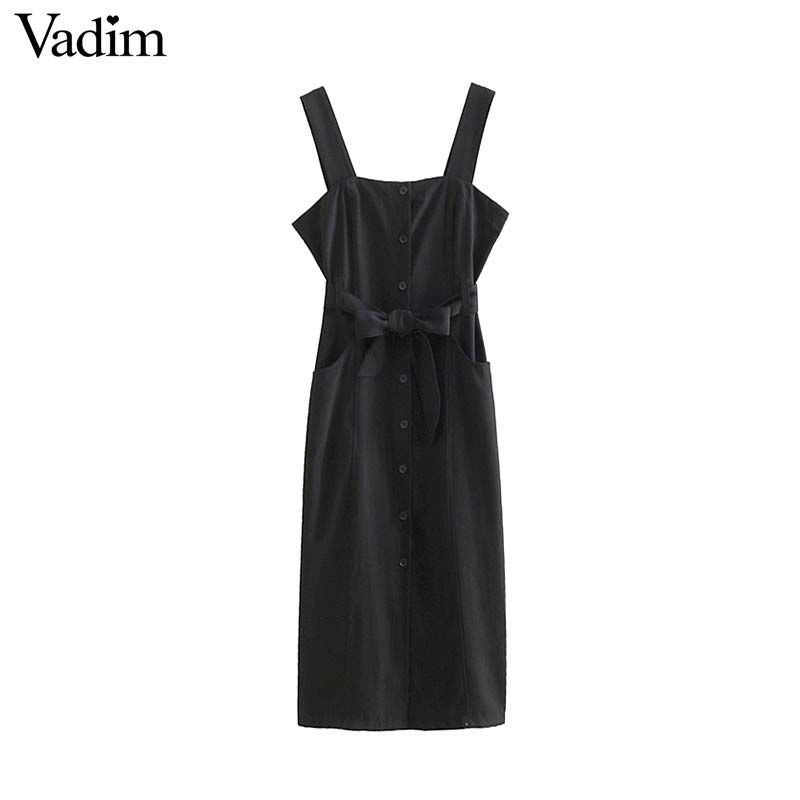 black midi dress buttons