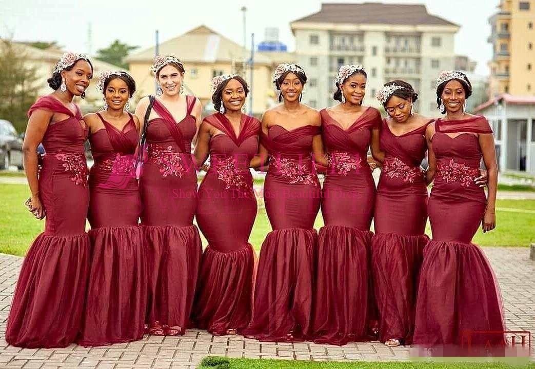 2019 South African Burgundy Bridesmaid Dresses Cheap Custom Made Mixed  Styles Mermaid Appliques Maid Of Honor Gowns Bridesmaid Dresses Cork Bridesmaid  Dresses Designers From Sweetlife1, $73.19| DHgate.Com