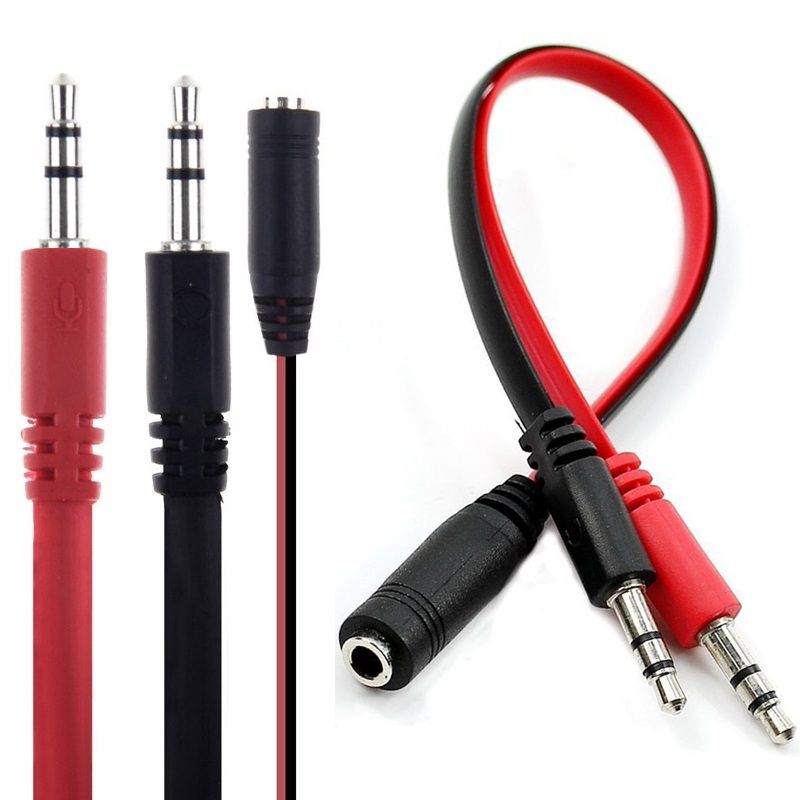 To 2 Male To 2 Female Audio Y Splitter Jack Earphone Cable Adapter 3.5mm Cord