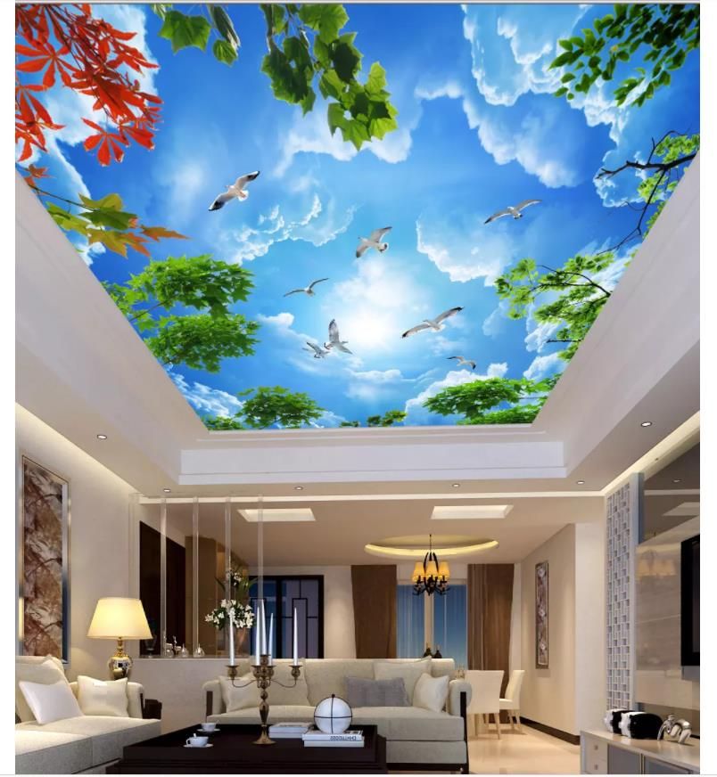 Custom Photo Wallpaper 3d Ceiling Murals Wallpaper Beautiful Blue Sky B17
