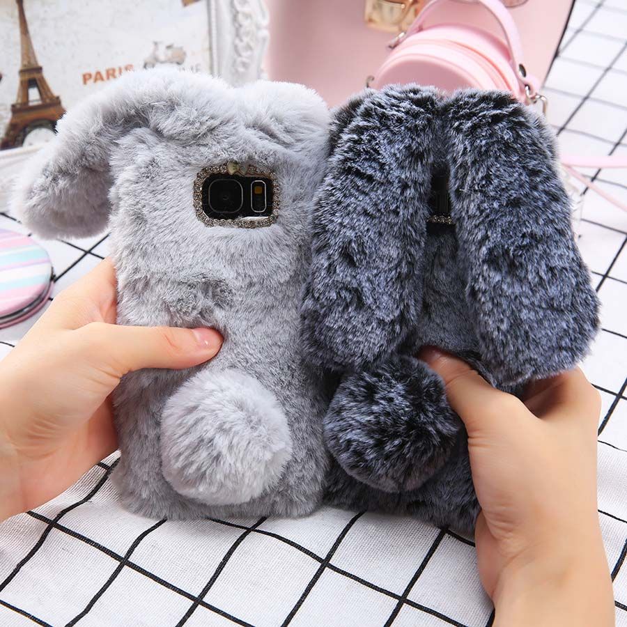 Soft Fluffy Rabbit Phone Case For Samsung Galaxy S8 S7 S6 S8 Plus Edge
