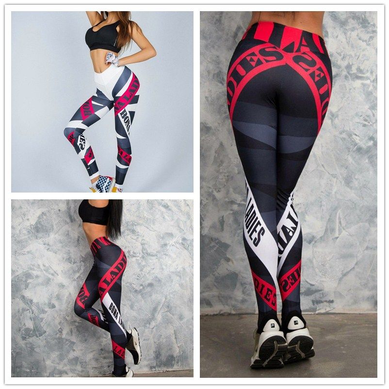 2020 Yoga Pants Women Sexy Red Striped Letter Printing Gym Sport