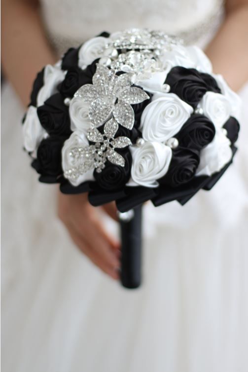 Buquê de casamento europeu personalizado branco seda preto rosa buquê de  bridal bridal