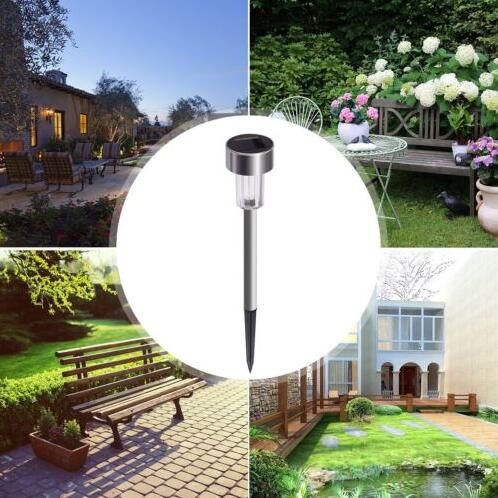 ACCIAIO INOX AD ALIMENTAZIONE SOLARE LUCE LED Lampada Giardino Vialetto Illuminazione Nuovo