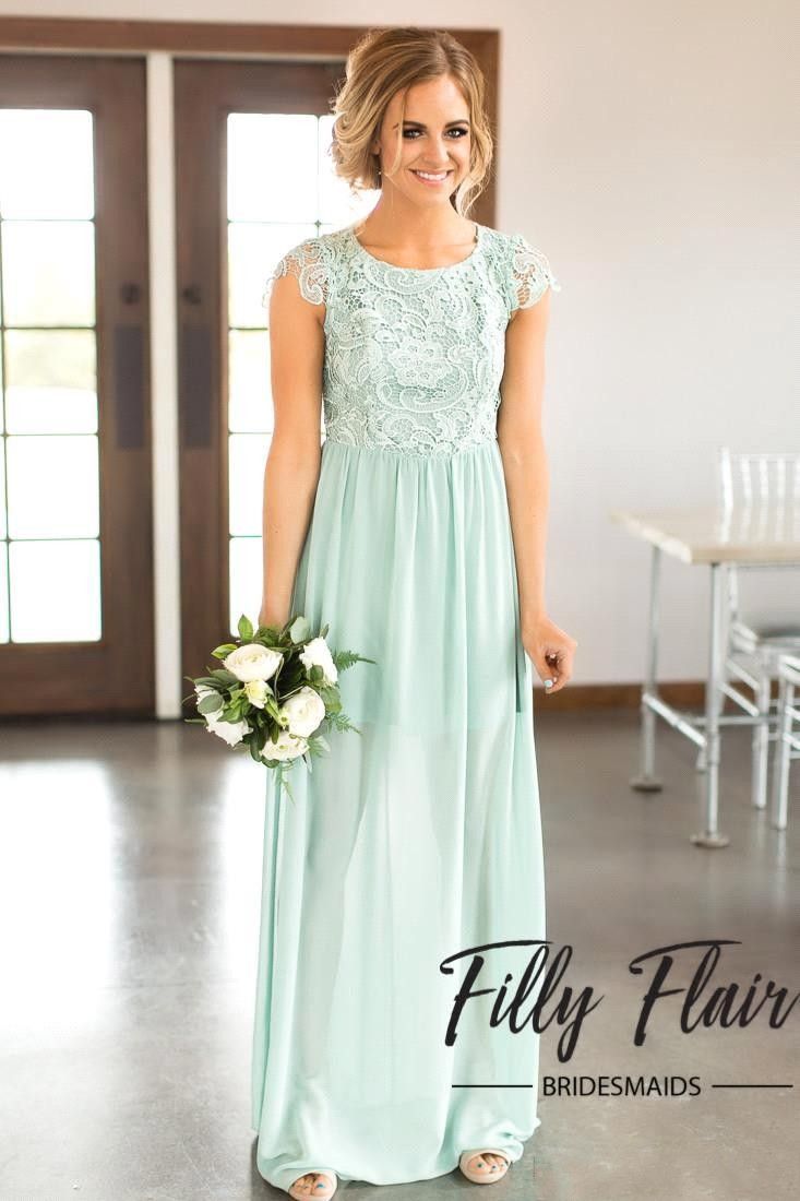 Menta verde encaje gasa 2022 longitud de dama de honor vestido de estilo rural espalda abierta Menta verde encaje gasa 2022 longitud de dama de honor vestido de estilo rural espalda abierta