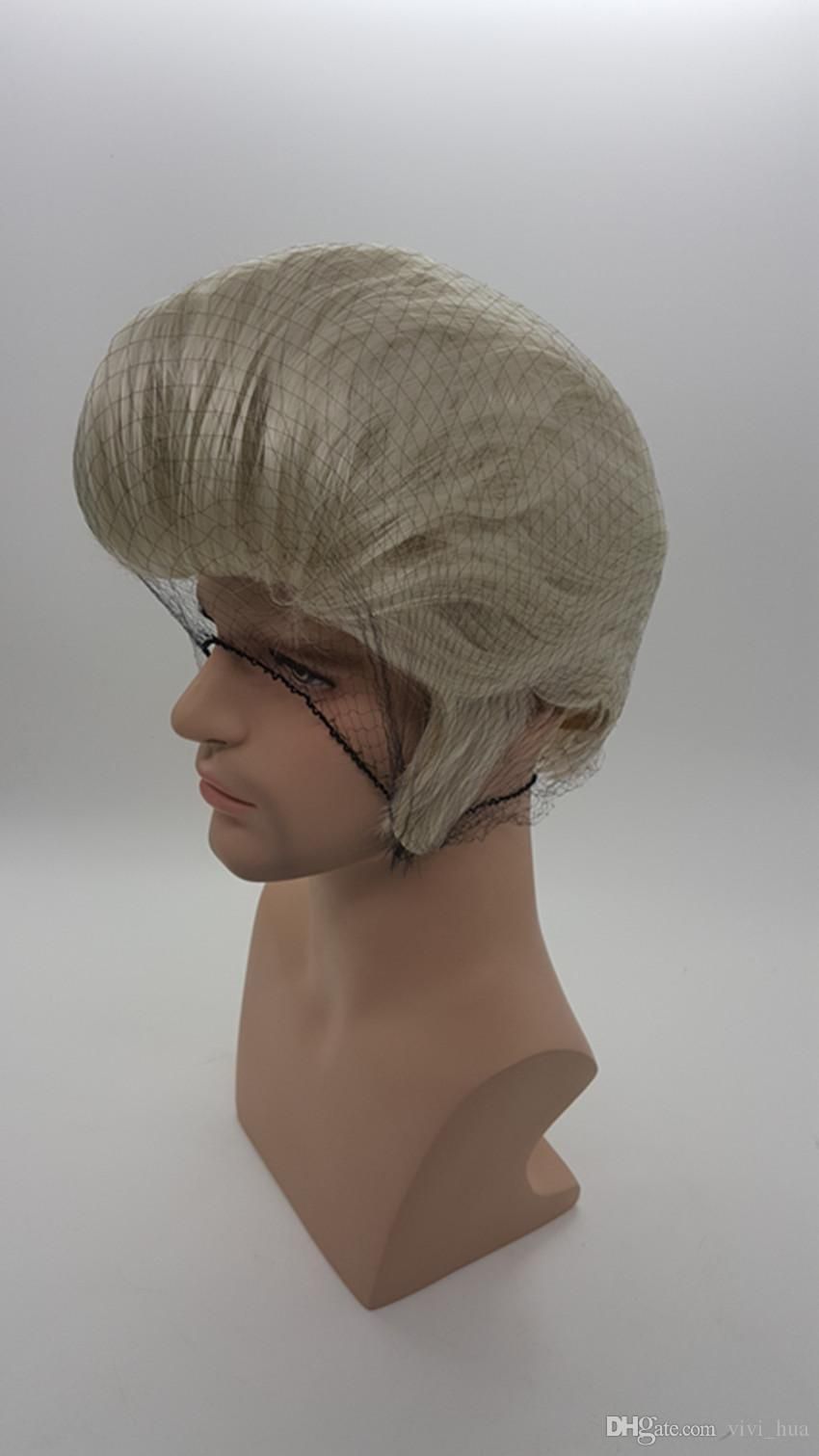 Xt861 White Silver Natural Synthetic Hair Elvis Presley Hairstyles