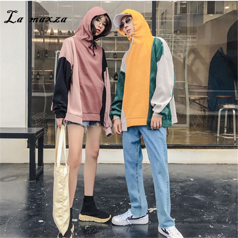 korean style oversized moletom com capuz