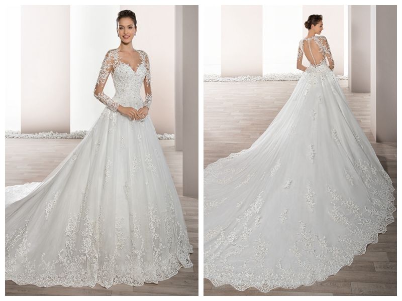 demetrios long sleeve wedding dress