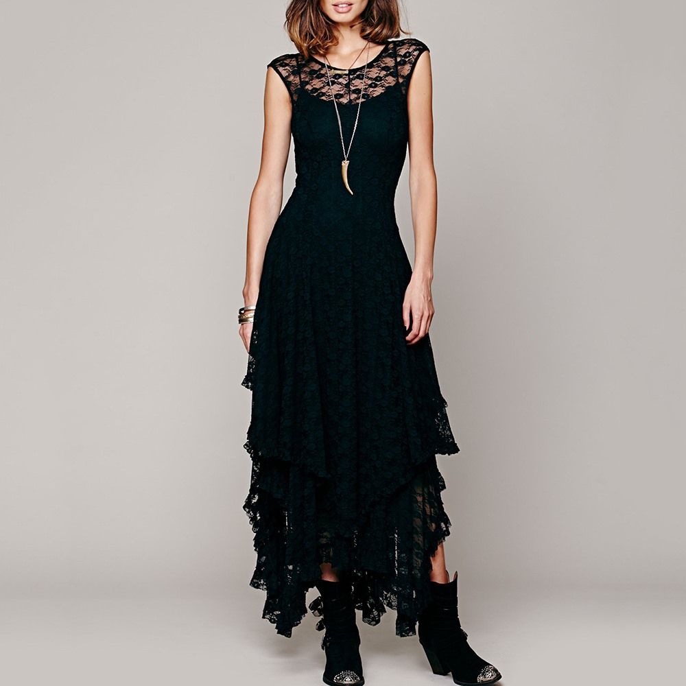 black gothic maxi dress