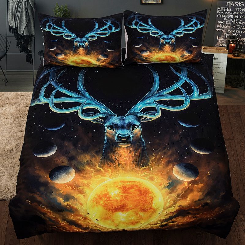 Elk Bedding Set Single Queen King Uk Double Au Single Size Deer