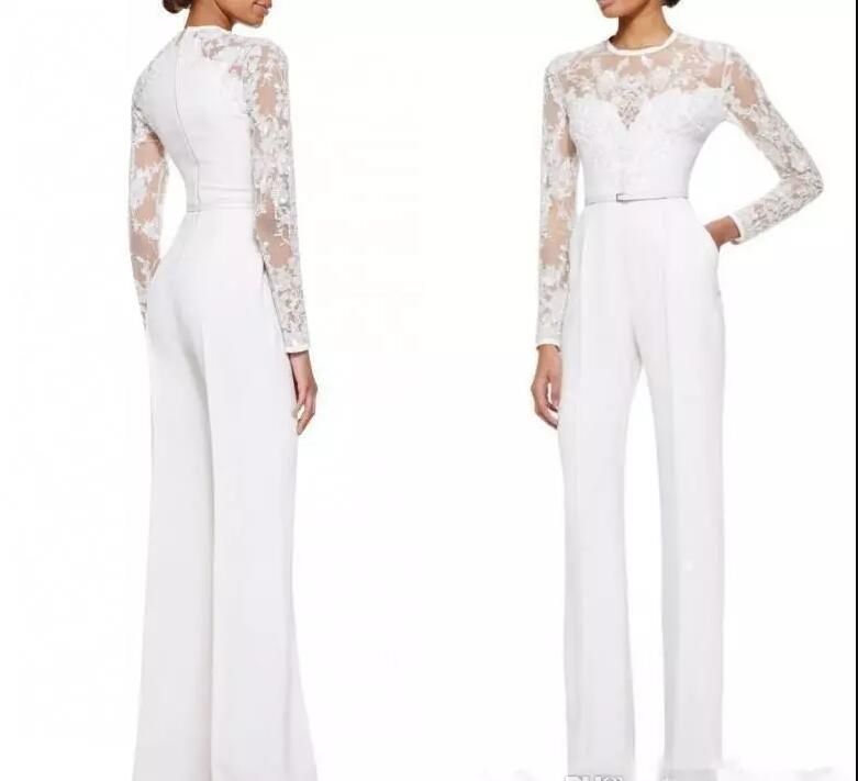 Acquistare Applique Bianco Tuta Bianca Abiti Da Sera Elegante Illusion  Maniche Lunghe Abiti Da Sera Guaina Formale Madre Del Vestito Da Sposa  Economico | Consegna Veloce E Qualità | It.Dhgate