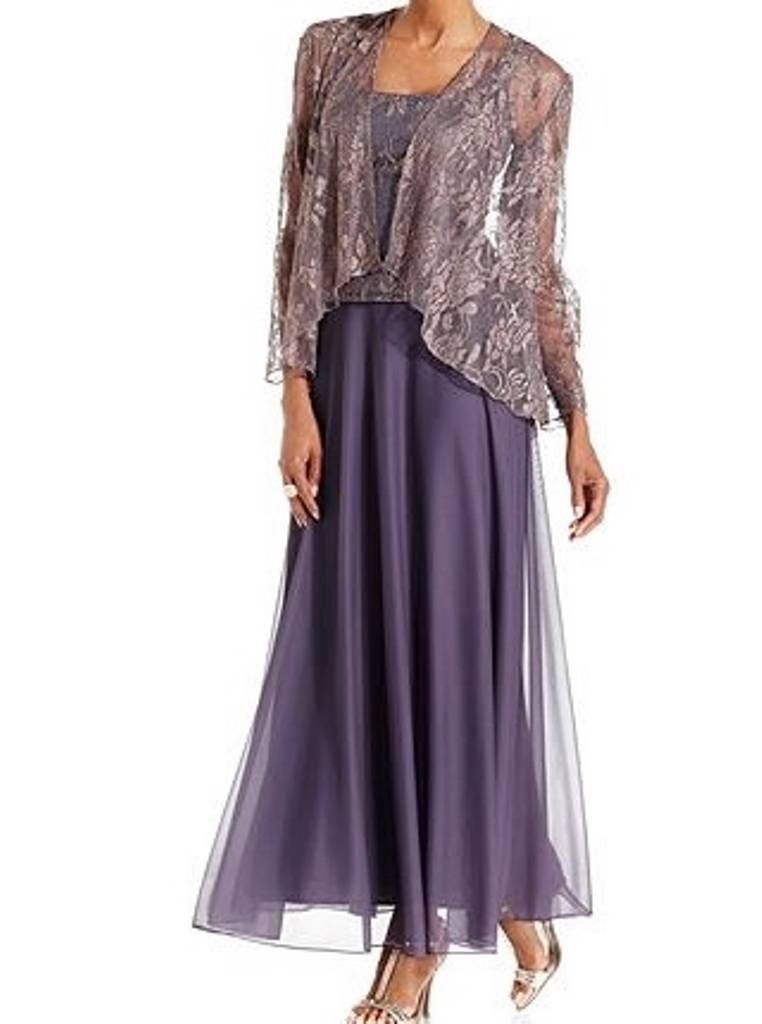 Ankle Length Lavender Mother Of The Bride Dress With Jacket Lace ...