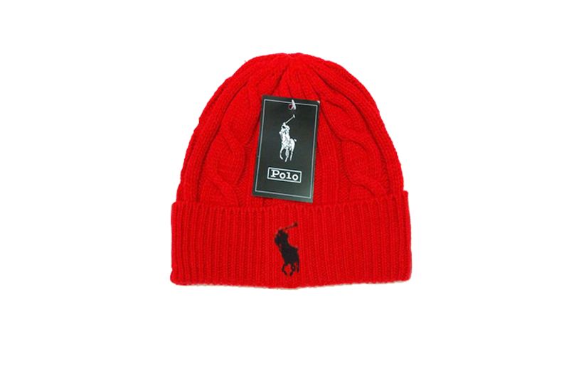 black and red polo beanie