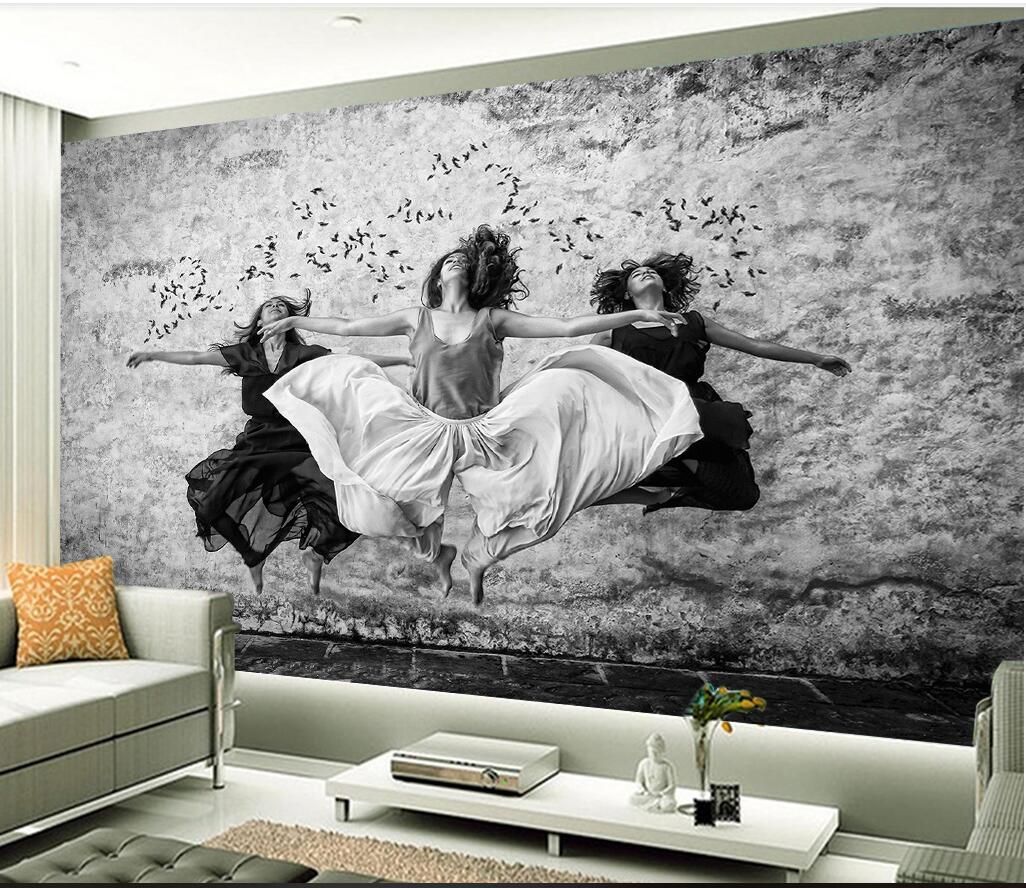 3d wallpaper custom photo mural European aesthetic black and white ball dancer  dance classroom living room